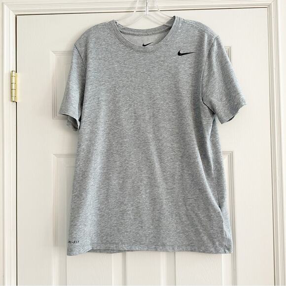 Nike Dri Fit Athletic Cut Crew Neck Tee T Shirt Gray Logo Lightweight Men Medium - Picture 11 of 13
